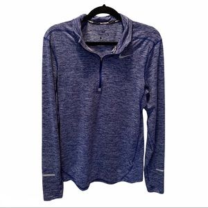Nike 1/2-Zip Heather Blue Running Long Sleeve Top Thumb Holes